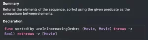 summary of sorting in Swift image