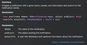 details of NotificationCenter in Swift example image