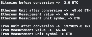 this image demonstrates the result of using Measurement to convert units of cryptocurrencies