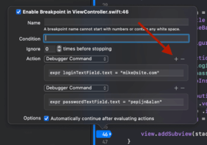 final result of login and password with user break points example