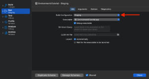 staging build configuration how to configure a new configuration in Xcode