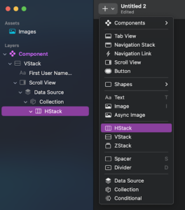 showing how to add an hstack in Judo