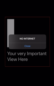 tutorial swiftui network monitor example with obsevation framework showing in the view the alert